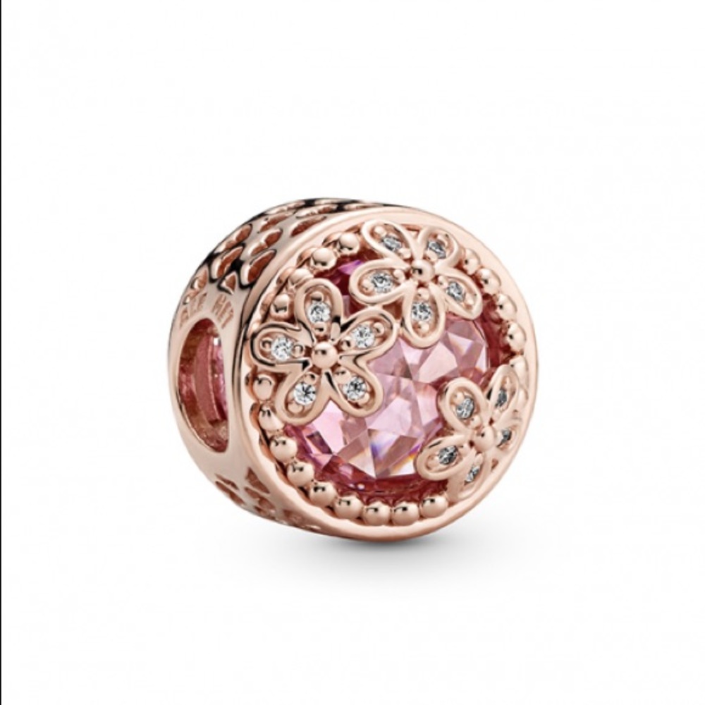 RETIRED PANDORA PINK DAISY ROSE GOLD CHARM